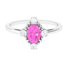 Vintage Style Pink Sapphire Solitaire Engagement Ring with Diamond Pink Sapphire - ( AAA ) - Quality - Rosec Jewels