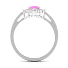 Vintage Style Pink Sapphire Solitaire Engagement Ring with Diamond Pink Sapphire - ( AAA ) - Quality - Rosec Jewels