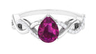 Infinity Shank Pear Cut Rhodolite and Diamond Solitaire Engagement Ring Rhodolite - ( AAA ) - Quality - Rosec Jewels