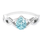 Pear Shape Aquamarine Solitaire Infinity Ring with Diamond Aquamarine - ( AAA ) - Quality - Rosec Jewels