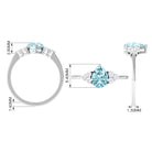 Classic Pear Shape Aquamarine Solitaire Ring with Diamond Trio Aquamarine - ( AAA ) - Quality - Rosec Jewels