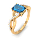 Octagon London Blue Topaz and Diamond Crossover Engagement Ring London Blue Topaz - ( AAA ) - Quality - Rosec Jewels