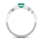 Octagon shape Emerald and Diamond Crossover Engagement Ring Emerald - ( AAA ) - Quality - Rosec Jewels