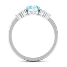 1 CT Heart Shape Aquamarine Solitaire Promise Ring with Diamond Aquamarine - ( AAA ) - Quality - Rosec Jewels