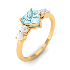 1 CT Heart Shape Aquamarine Solitaire Promise Ring with Diamond Aquamarine - ( AAA ) - Quality - Rosec Jewels