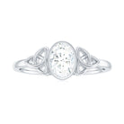 Oval Moissanite Solitaire Celtic Knot Ring in Bezel Setting Moissanite - ( D-VS1 ) - Color and Clarity - Rosec Jewels