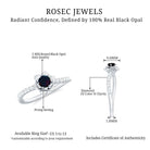 Real Black Opal and Diamond Flower Engagement Ring Black Opal - ( AAA ) - Quality - Rosec Jewels