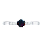 Black Opal Promise Ring with Diamond Side Stones Black Opal - ( AAA ) - Quality - Rosec Jewels