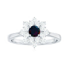 Black Opal and Diamond Flower Cluster Engagement Ring Black Opal - ( AAA ) - Quality - Rosec Jewels