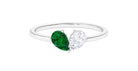 Created Emerald Two Stone Promise Ring Lab Created Emerald - ( AAAA ) - Quality - Rosec Jewels