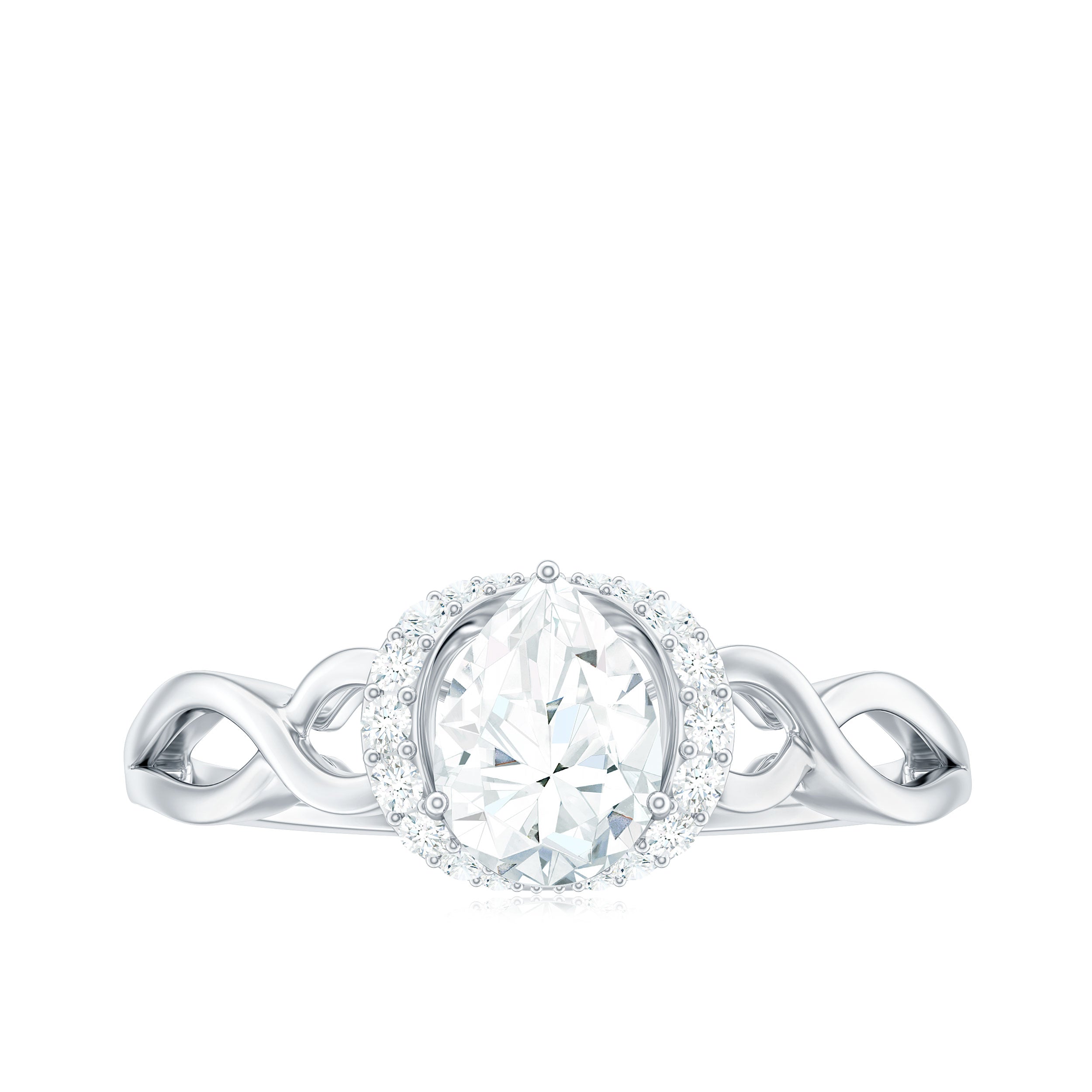 Lab Grown Diamond Collar Engagement Ring in Infinity Shank Lab Grown Diamond - ( EF-VS ) - Color and Clarity - Rosec Jewels