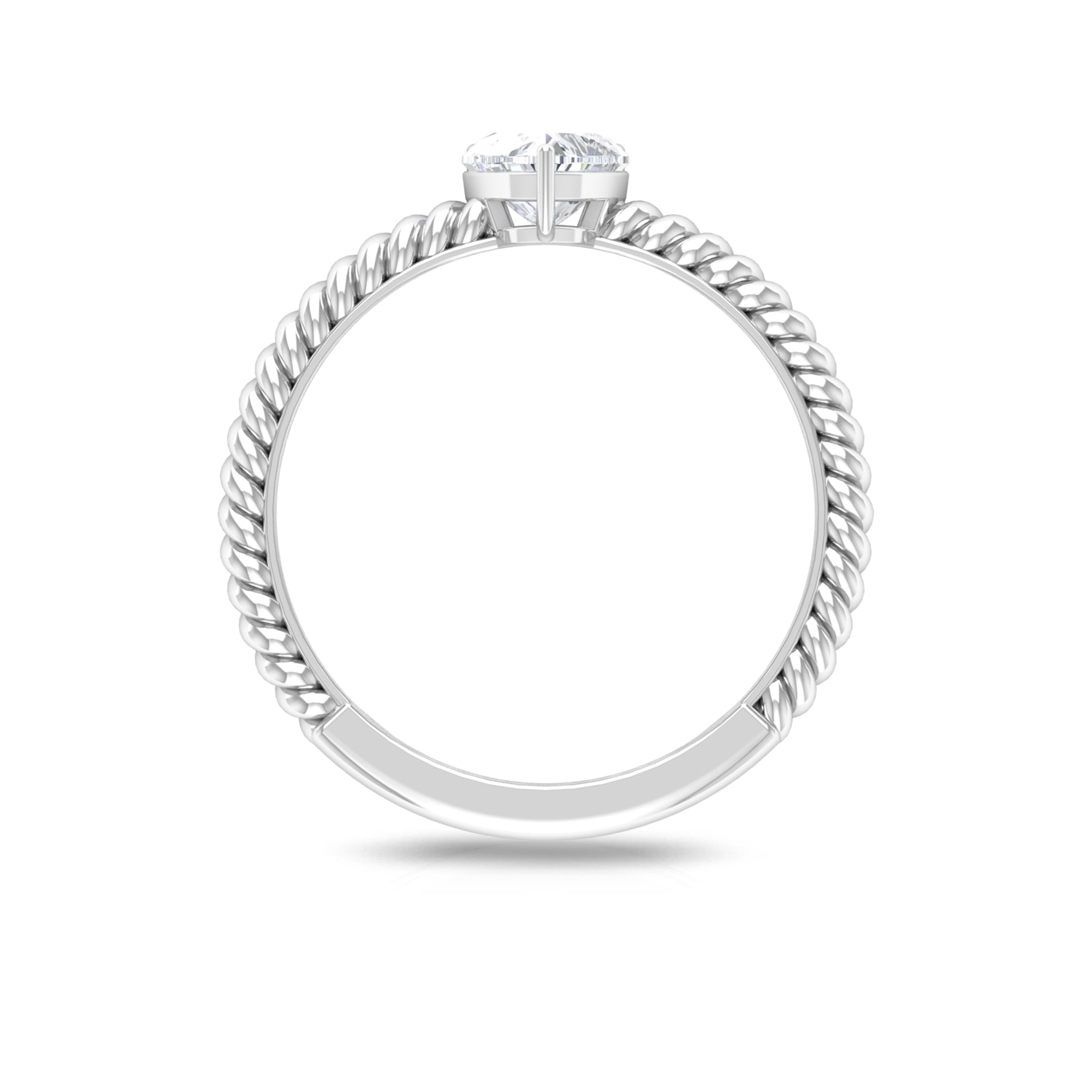 Heart Shape Lab Grown Diamond Solitaire Ring in Rope Shank Lab Grown Diamond - ( EF-VS ) - Color and Clarity - Rosec Jewels