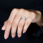 Classic Lab Grown Diamond Teardrop Engagement Ring with Halo Lab Grown Diamond - ( EF-VS ) - Color and Clarity - Rosec Jewels