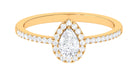 Simple Lab Grown Diamond Teardrop Ring with Halo Lab Grown Diamond - ( EF-VS ) - Color and Clarity - Rosec Jewels