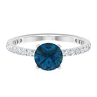 2.25 CT London Blue Topaz Solitaire Ring with Diamond Side Stones London Blue Topaz - ( AAA ) - Quality - Rosec Jewels