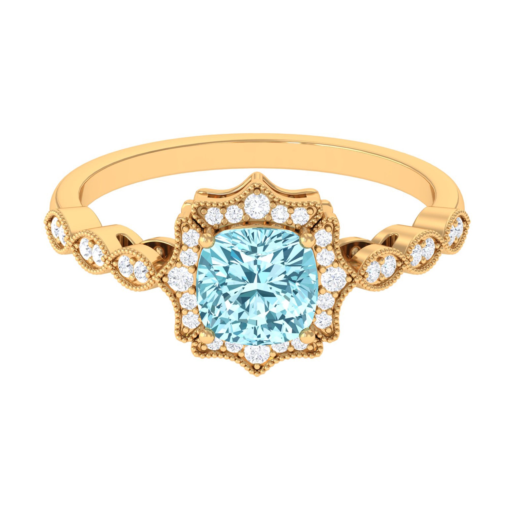 3.25 CT Shared Prong Set Aquamarine Eternity Ring Aquamarine - ( AAA ) - Quality - Rosec Jewels