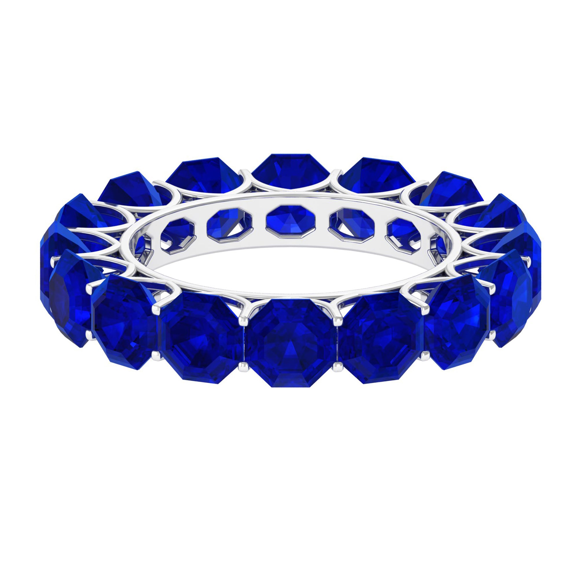 Octagon Cut Lab Grown Blue Sapphire Eternity Band Ring Lab Created Blue Sapphire - ( AAAA ) - Quality - Rosec Jewels