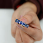 Octagon Cut Lab Grown Blue Sapphire Eternity Band Ring Lab Created Blue Sapphire - ( AAAA ) - Quality - Rosec Jewels