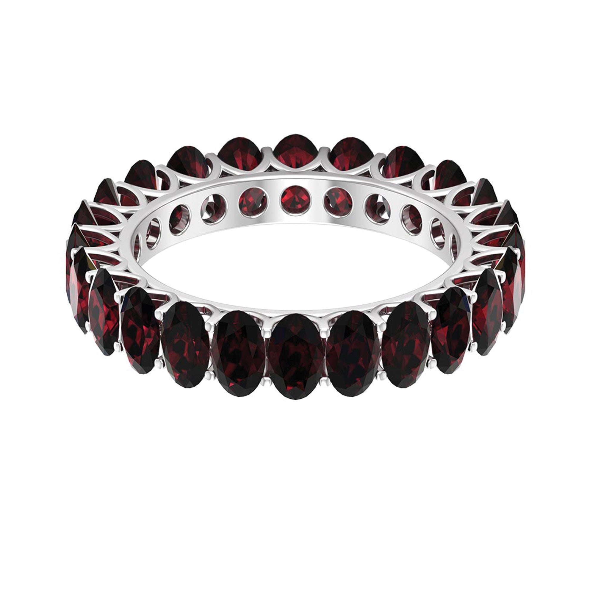 8.5 CT Oval Garnet Full Eternity Ring in Shared Prong Setting Garnet - ( AAA ) - Quality - Rosec Jewels