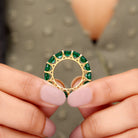 Hexagon Cut Created Emerald Full Eternity Band Ring Lab Created Emerald - ( AAAA ) - Quality - Rosec Jewels