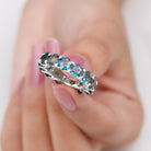 Hexagon Cut London Blue Topaz Eternity Band Ring London Blue Topaz - ( AAA ) - Quality - Rosec Jewels