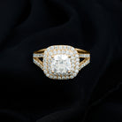 Rosec Jewels-5 CT Cushion Cut Moissanite Double Halo Engagement Ring