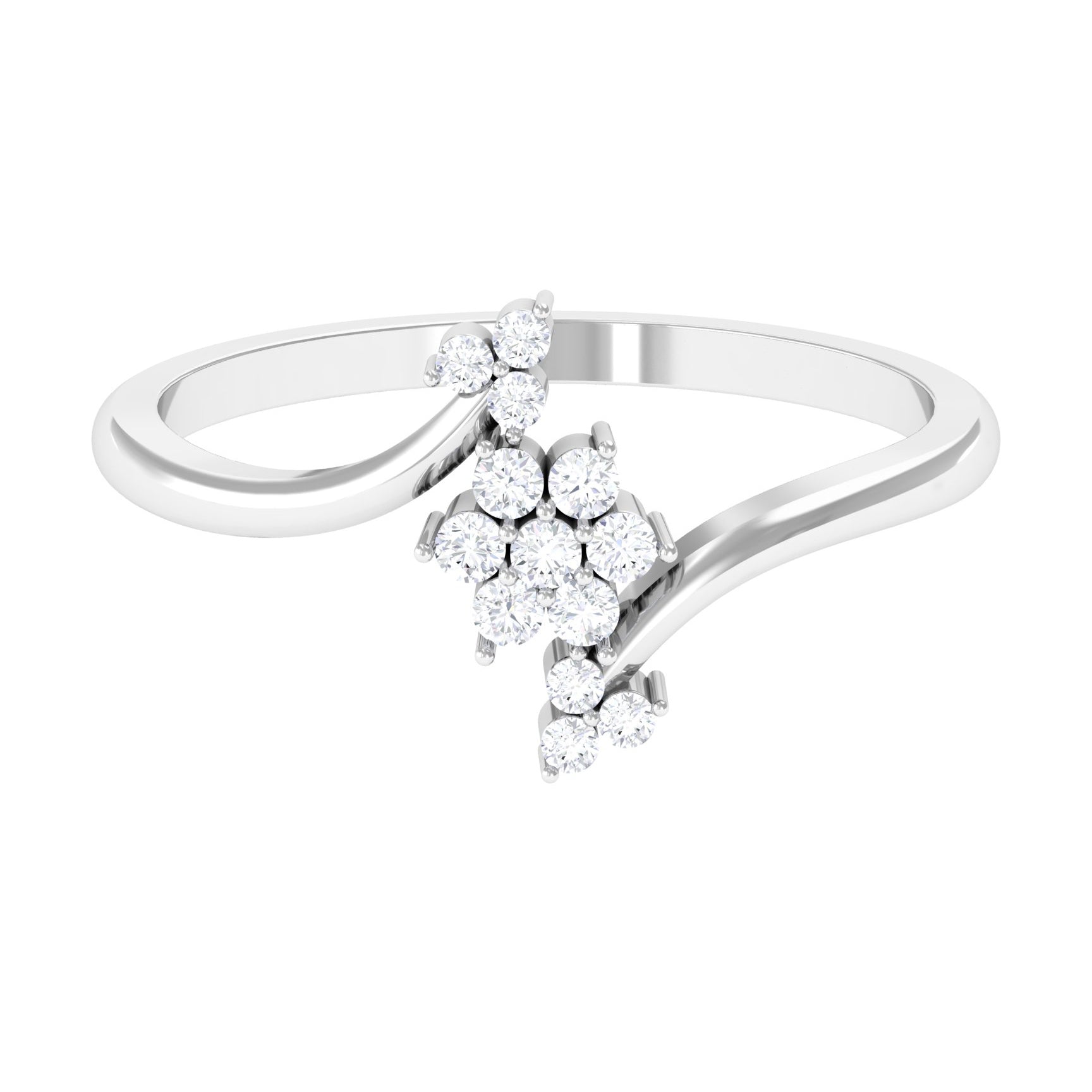 1/4 CT Diamond Floral Cluster Bypass Ring in Gold Diamond - ( HI-SI ) - Color and Clarity - Rosec Jewels