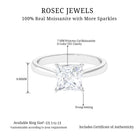 7 MM Princess Cut Solitaire and Hidden Moissanite Ring Moissanite - ( D-VS1 ) - Color and Clarity - Rosec Jewels