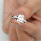 7 MM Princess Cut Solitaire and Hidden Moissanite Ring Moissanite - ( D-VS1 ) - Color and Clarity - Rosec Jewels