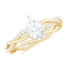 Pear Shaped Moissanite Solitaire Braided Promise Ring Moissanite - ( D-VS1 ) - Color and Clarity - Rosec Jewels