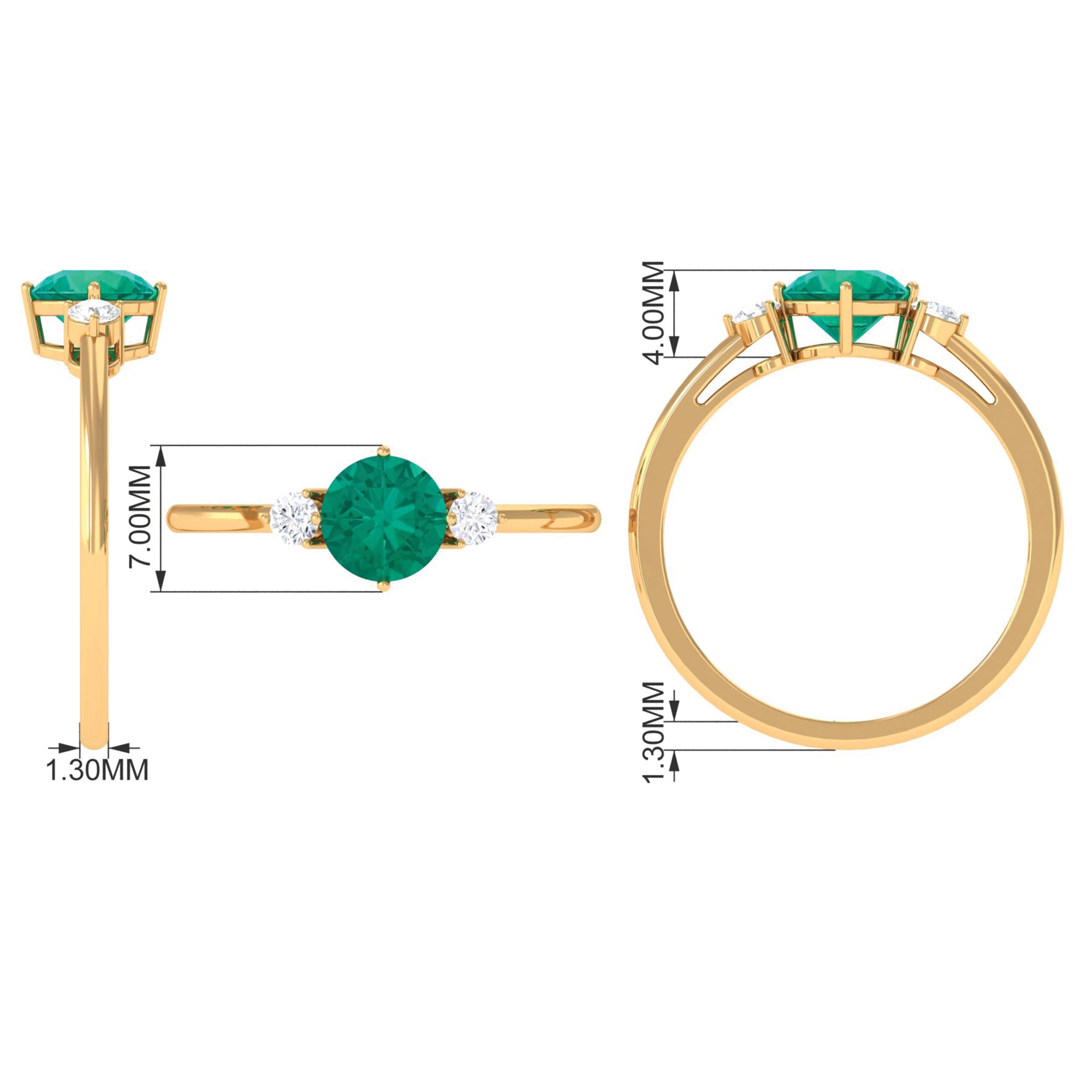 Emerald and Diamond Minimal Promise Ring Emerald - ( AAA ) - Quality - Rosec Jewels