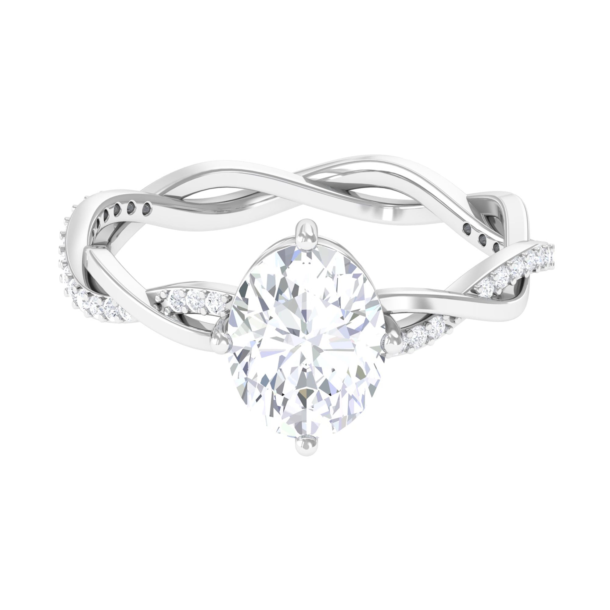 Oval Cut Solitaire Moissanite Braided Engagement Ring Moissanite - ( D-VS1 ) - Color and Clarity - Rosec Jewels