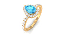 1 CT Swiss Blue Topaz Teardrop Engagement Ring with Diamond Halo Swiss Blue Topaz - ( AAA ) - Quality - Rosec Jewels