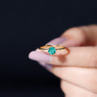 5 MM Round Created Emerald Solitaire Ring in Lotus Basket Setting Lab Created Emerald - ( AAAA ) - Quality - Rosec Jewels