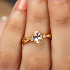 3/4 CT Oval Cut Morganite Solitaire Engagement Ring with Diamond Morganite - ( AAA ) - Quality - Rosec Jewels