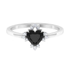 Heart Shape Black Onyx Promise Ring with Diamond Accent Black Onyx - ( AAA ) - Quality - Rosec Jewels