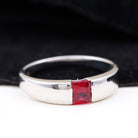 Princess Cut Created Ruby Solitaire Promise Ring Lab Created Ruby - ( AAAA ) - Quality - Rosec Jewels