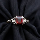 Asscher Cut Solitaire Garnet Celtic Knot Ring in Gold Garnet - ( AAA ) - Quality - Rosec Jewels