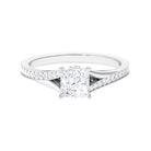 Princess Cut Certified Moissanite Solitaire Split Shank Engagement Ring Moissanite - ( D-VS1 ) - Color and Clarity - Rosec Jewels