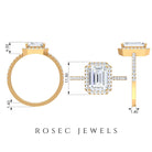 Rosec Jewels-3.25 CT Simple Moissanite Halo Engagement Ring in Gold