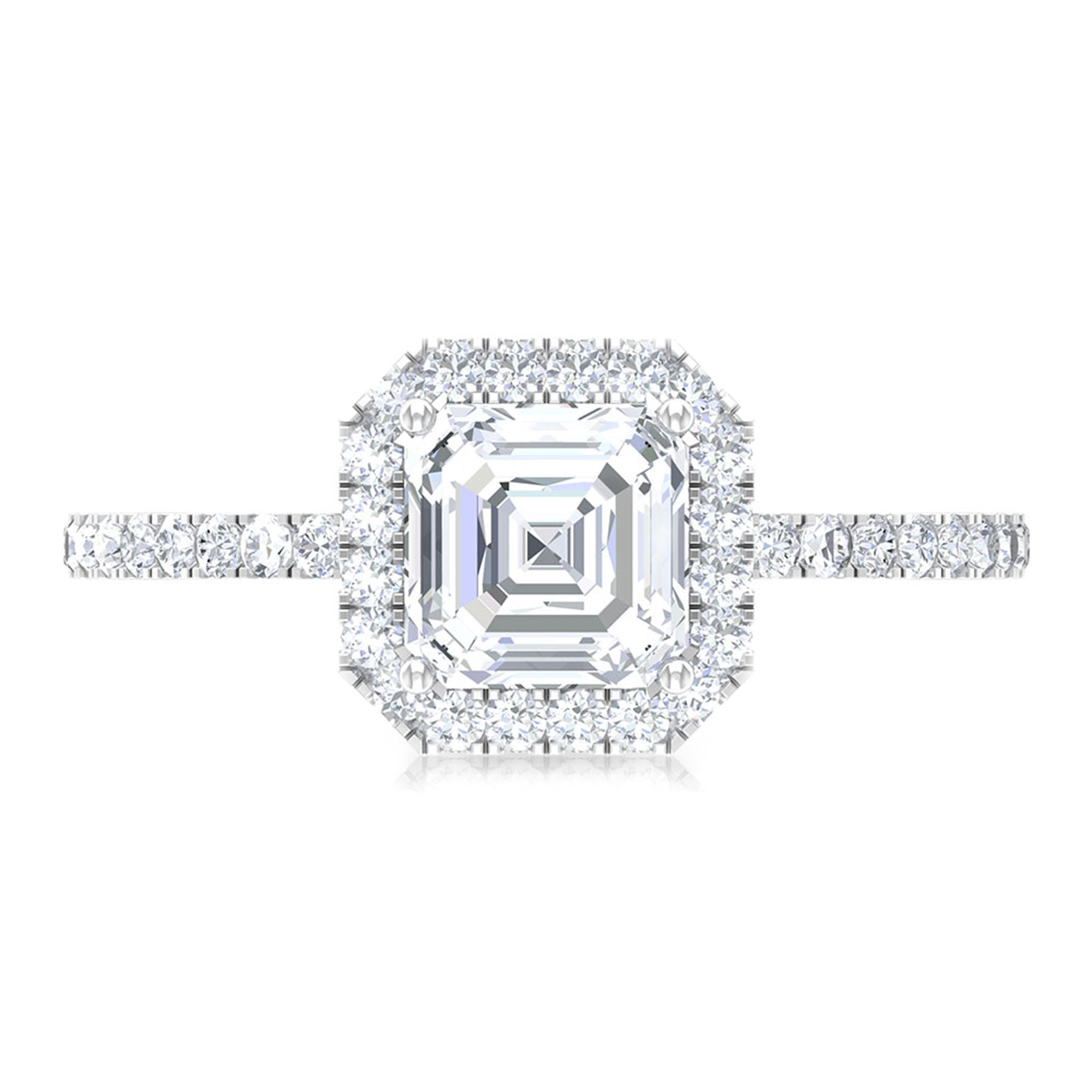 1.75 CT Asscher Cut Moissanite Halo Engagement Ring Moissanite - ( D-VS1 ) - Color and Clarity - Rosec Jewels