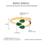 3 Stone Pear Shape Created Emerald Wrap Ring with Diamond Lab Created Emerald - ( AAAA ) - Quality - Rosec Jewels