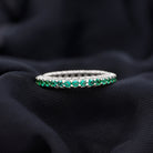 Minimal Lab Grown Emerald and Diamond Full Eternity Ring Lab Created Emerald - ( AAAA ) - Quality - Rosec Jewels