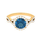 London Blue Topaz and Diamond Crossover Engagement Ring London Blue Topaz - ( AAA ) - Quality - Rosec Jewels