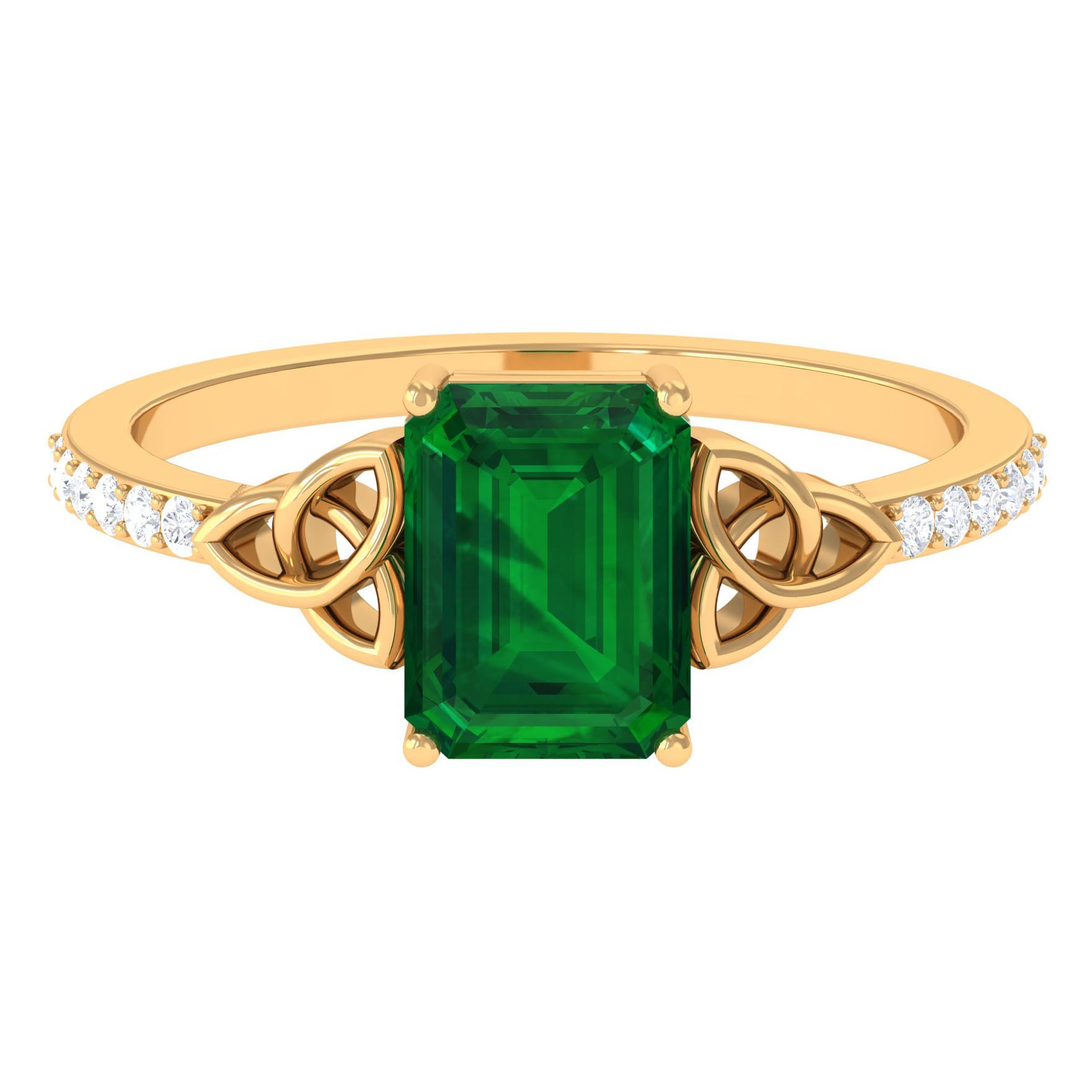 Octagon Cut Lab Grown Emerald Celtic Knot Engagement Ring Lab Created Emerald - ( AAAA ) - Quality - Rosec Jewels