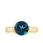 Classic Round London Blue Topaz Solitaire Ring London Blue Topaz - ( AAA ) - Quality - Rosec Jewels