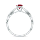 Natural Ruby Solitaire Ring in Crossover Shank Ruby - ( AAA ) - Quality - Rosec Jewels