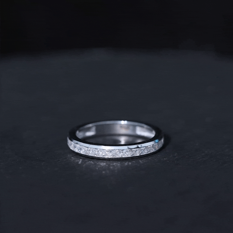 Princess Cut Moissanite Half Eternity Band Ring in Channel Setting Moissanite - ( D-VS1 ) - Color and Clarity - Rosec Jewels