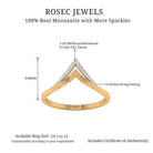 Minimal Moissanite Chevron Enhancer Ring Moissanite - ( D-VS1 ) - Color and Clarity - Rosec Jewels