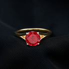 Split Shank Round Created Ruby Solitaire Ring with Surprise Diamond Lab Created Ruby - ( AAAA ) - Quality - Rosec Jewels